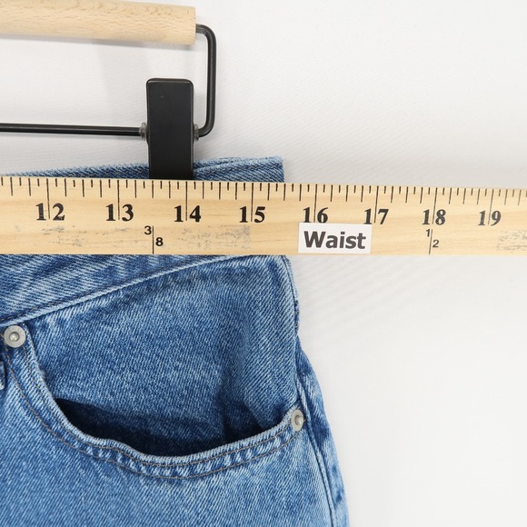 Uniqlo Wide Leg Jeans Womens 28 Blue Kaihara Denim Straight High Rise - Picture 4 of 10